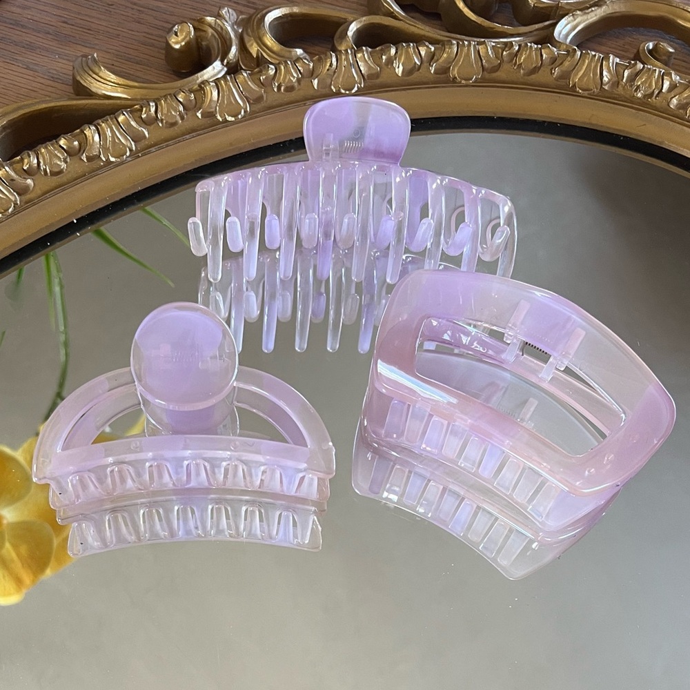 Y2K 90s 2000s 3 large claw hair clips fun summer spring hair style pink